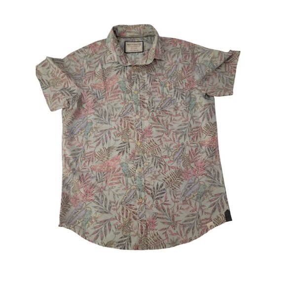 Free Planet Tropical Print Short-Sleeve Shirt Medium 70% Cotton 30% Polyester - Picture 1 of 4